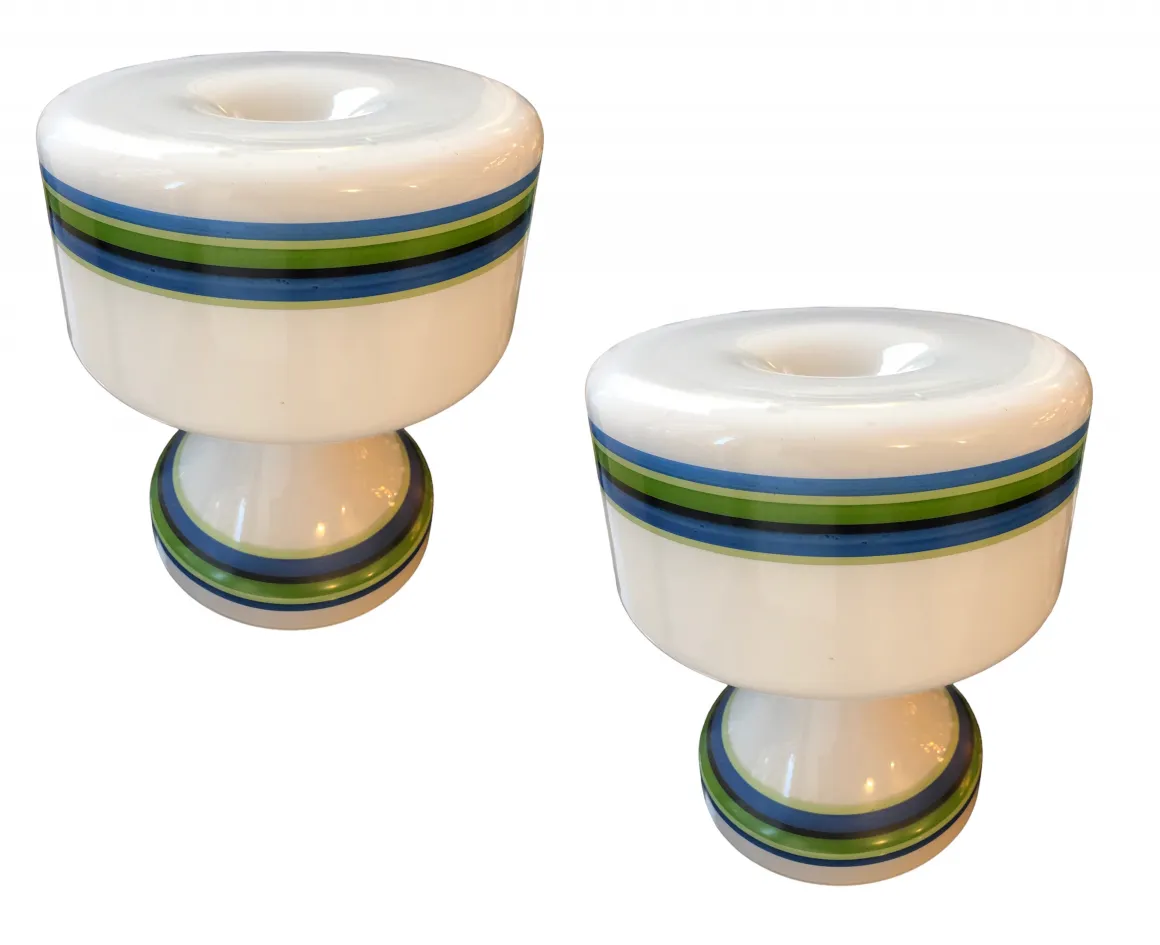 Set of 2 antique table lamps with vibrant colors