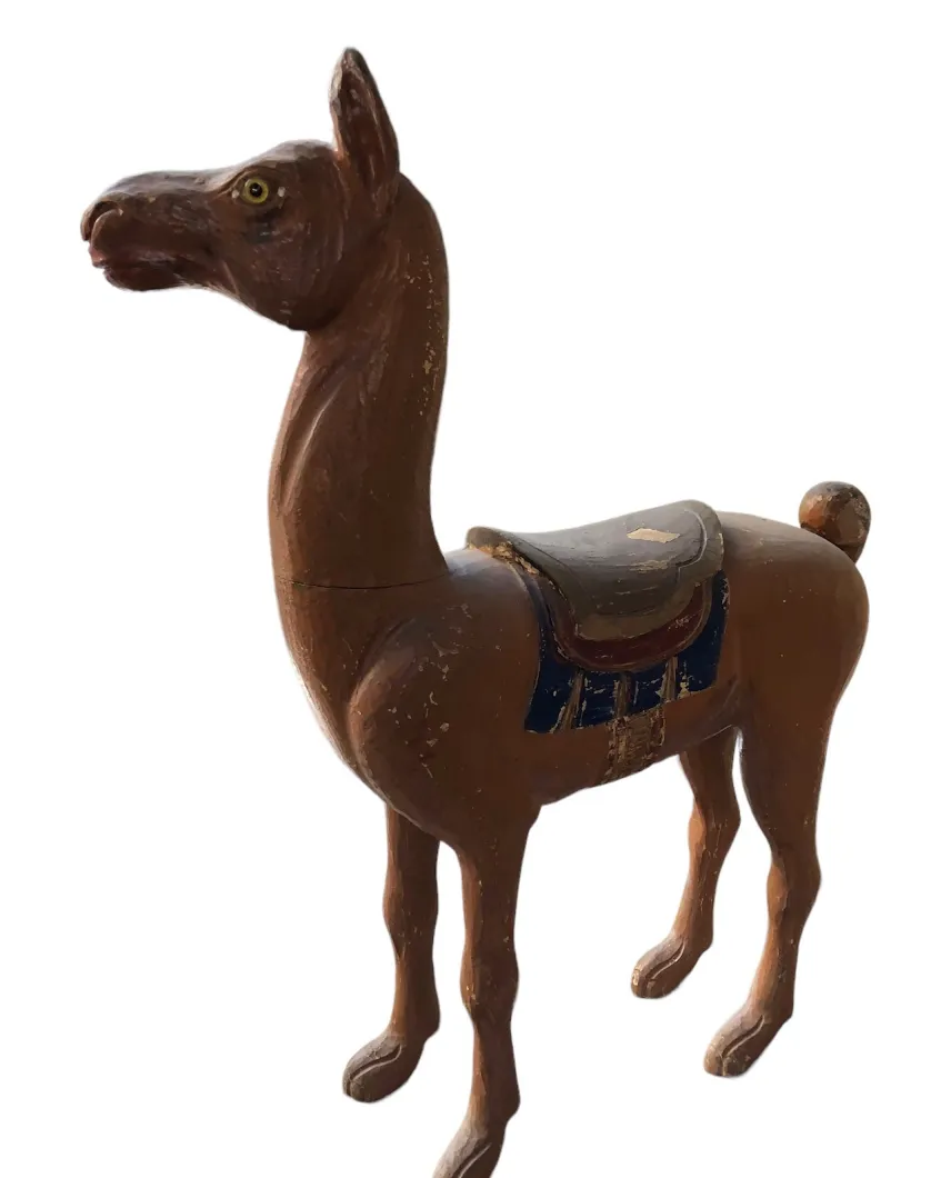 Antique decorative llama with blue saddle