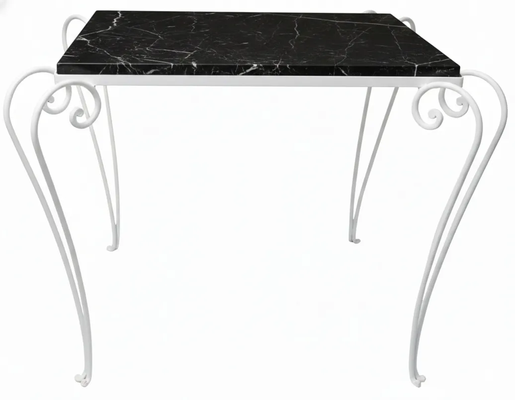 antique garden table with decorative legs, elegant look