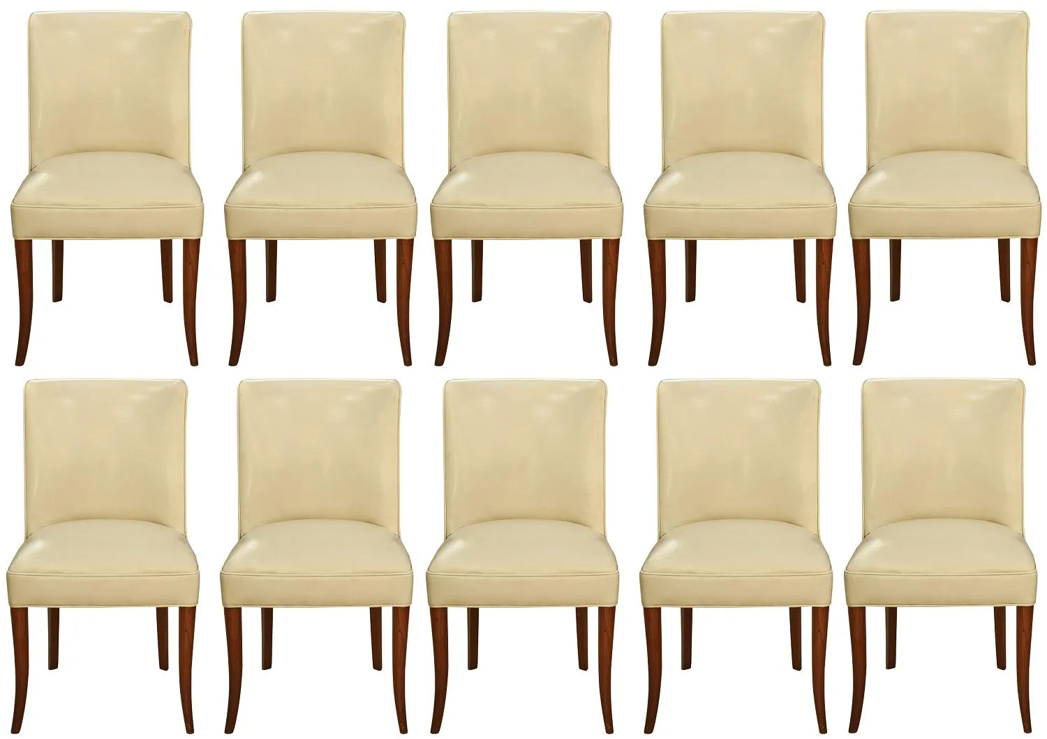 Ten antique chairs in a restoration setting