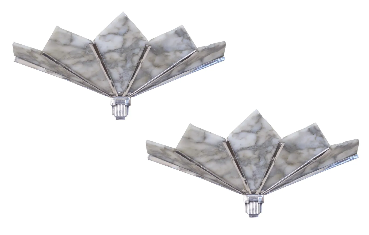Pair of antique sconces with fan-shaped design
