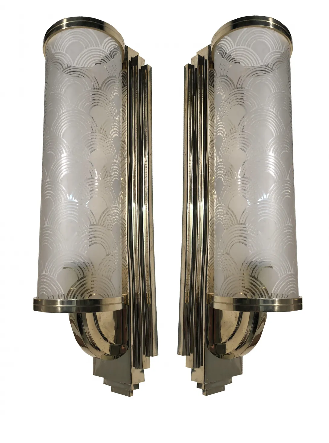 Pair of antique sconces with elegant design and cylindrical shape