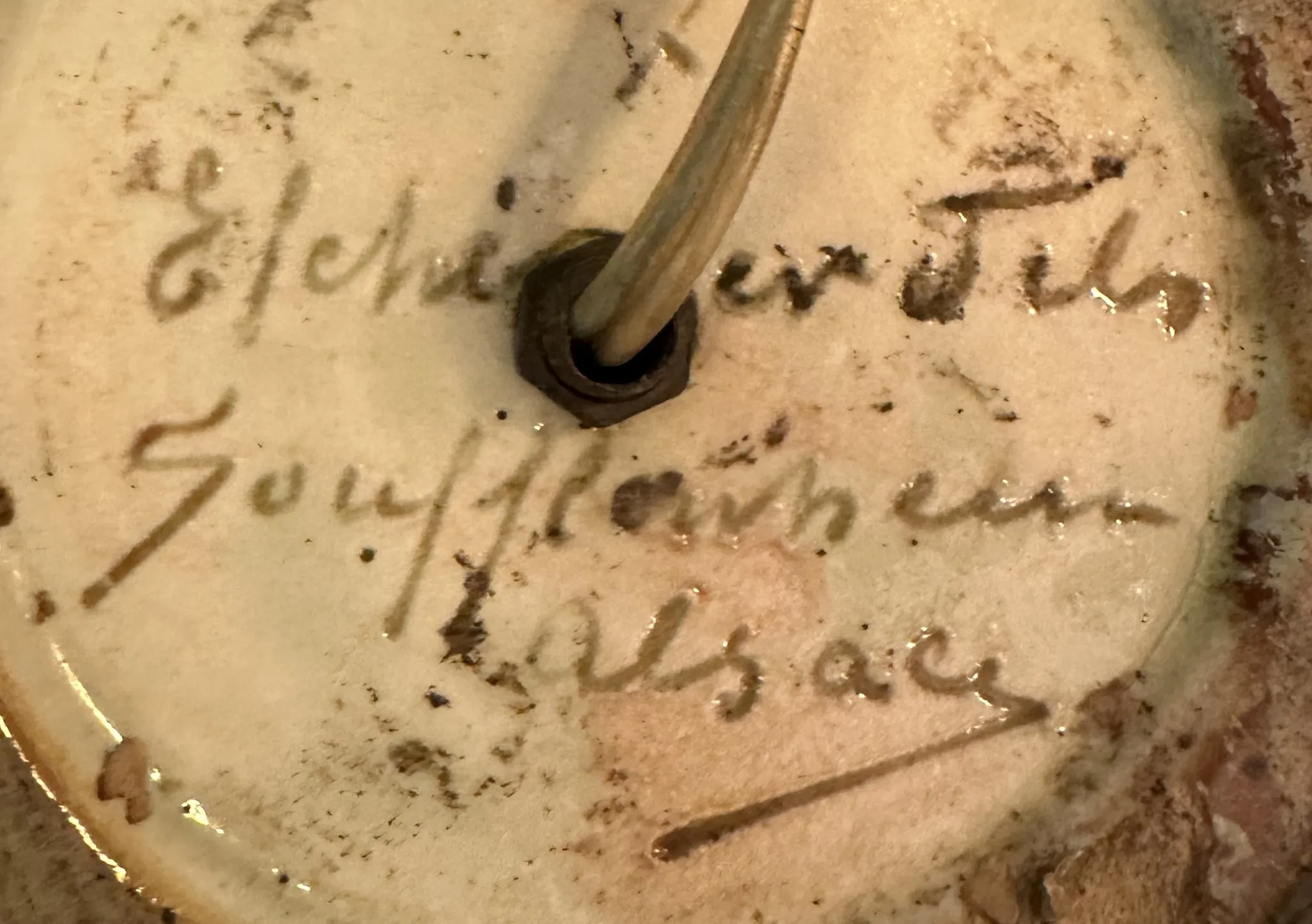 antique seal featuring elchinger fils soufflenheim alsace inscriptions, part of an antiques collection.