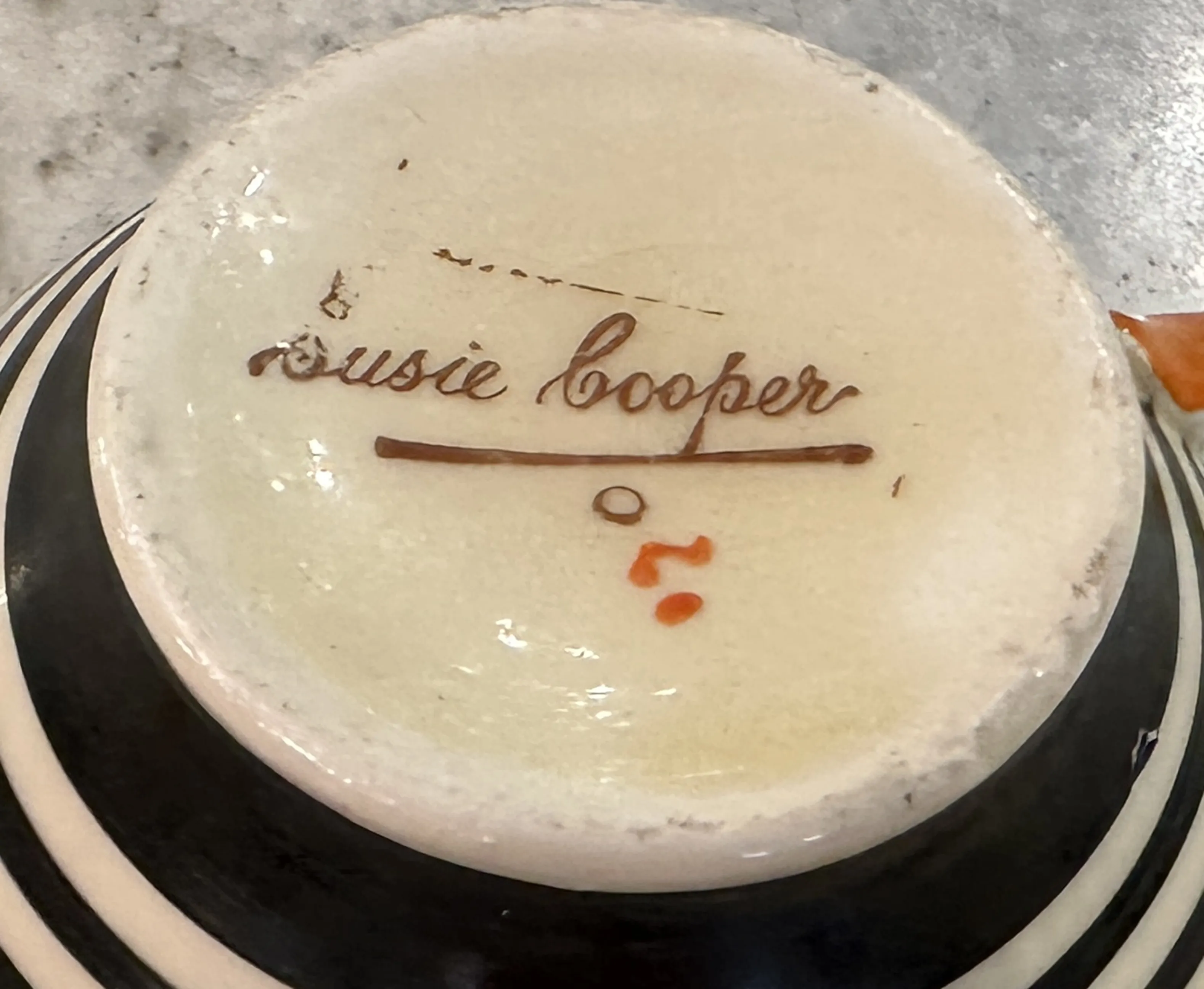 antique seal Susie Cooper with visible signature, simple design