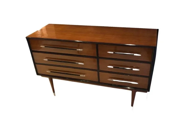 Antique wooden cabinet with modern handles, elegant design
