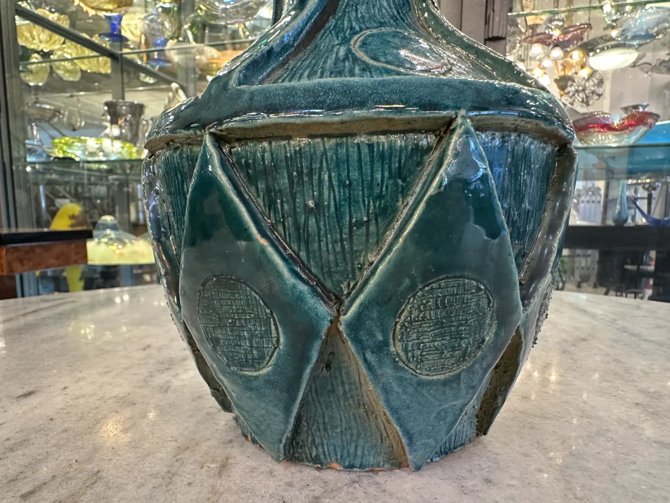 Dekorativer blauer Keramikvase mit einzigartigem Design