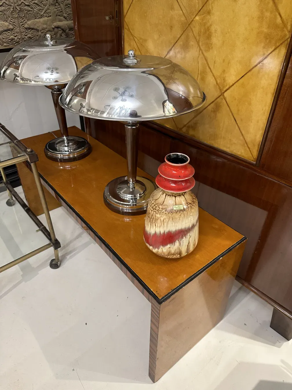 Tabletop with antique decorative ceramics