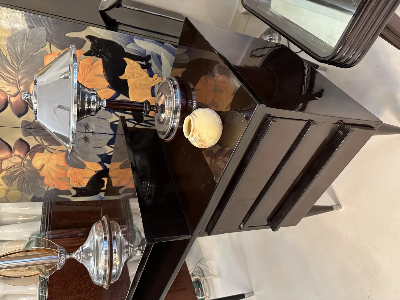 Antique decorative ceramic on a shiny table