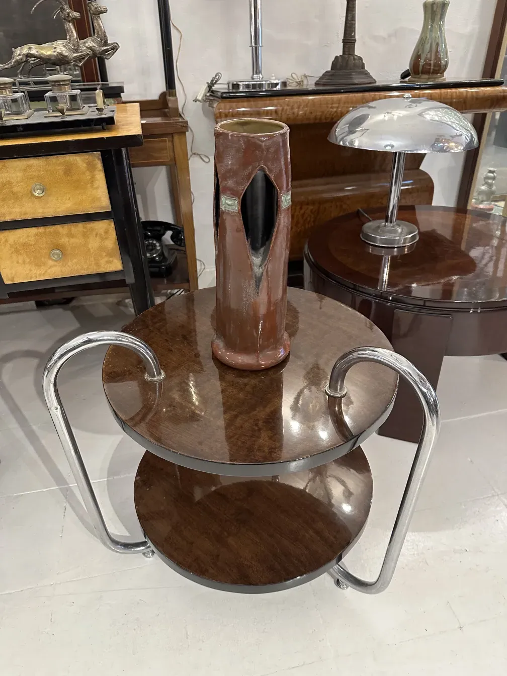 Ancienne céramique avec accents en terre cuite et vert de Julius Dressler