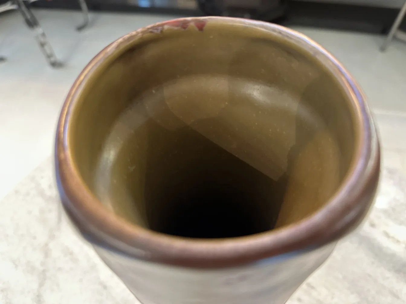 Inner view of an antique decorative ceramic with subtle details.