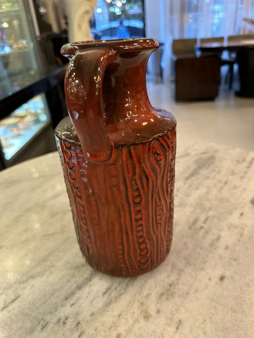 Pichet en céramique ancienne de Carstens Tönnieshof avec texture rouge