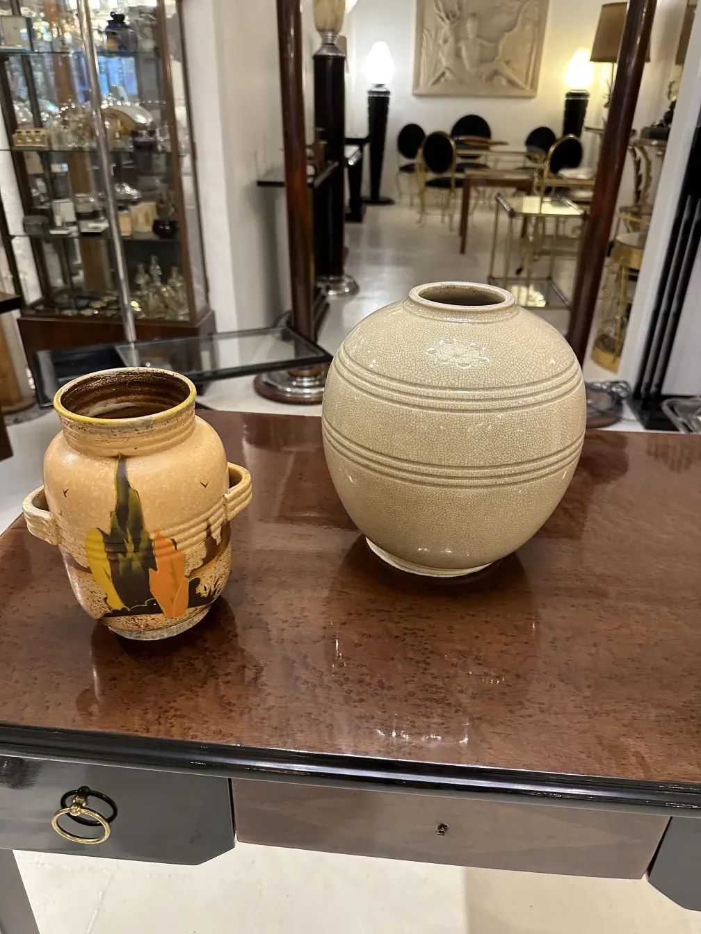 antique ceramic vase with colorful design in England