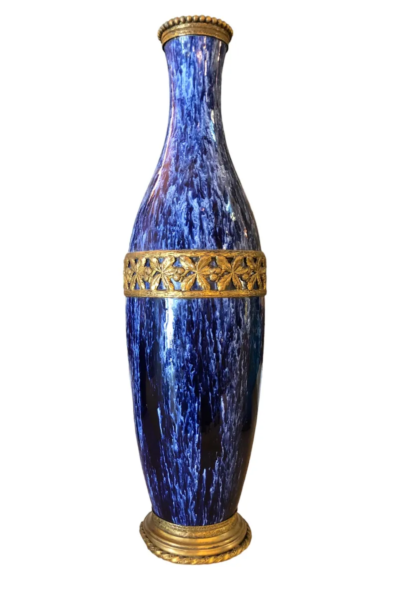 antiga cerâmica azul com detalhe dourado, Boch frères