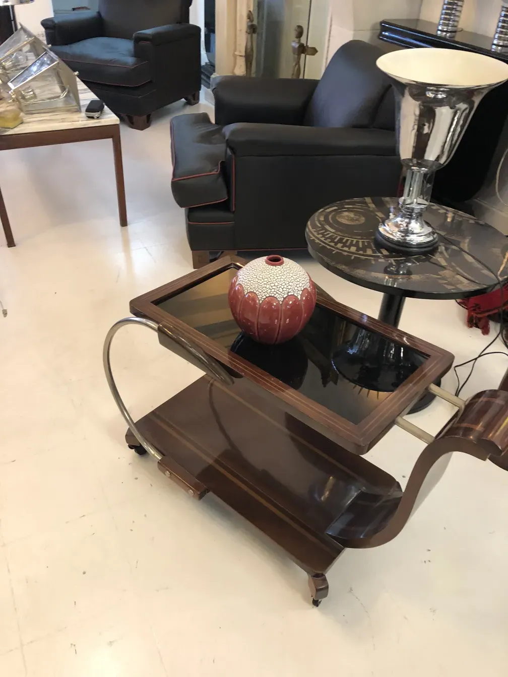 Antique ceramic by St. Clement in a stylish setting.