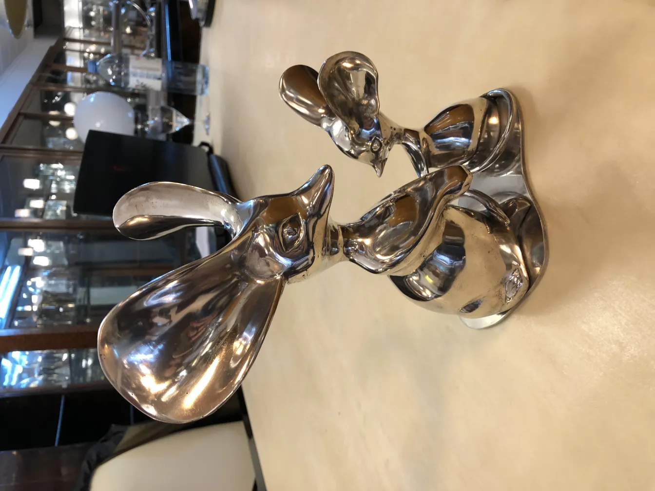 antique sculpture of rabbits in an elegant setting