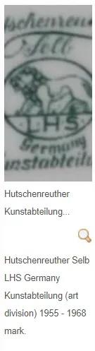 Antikes Hutschenreuther-Zeichen auf Keramik mit sichtbarem Logo
