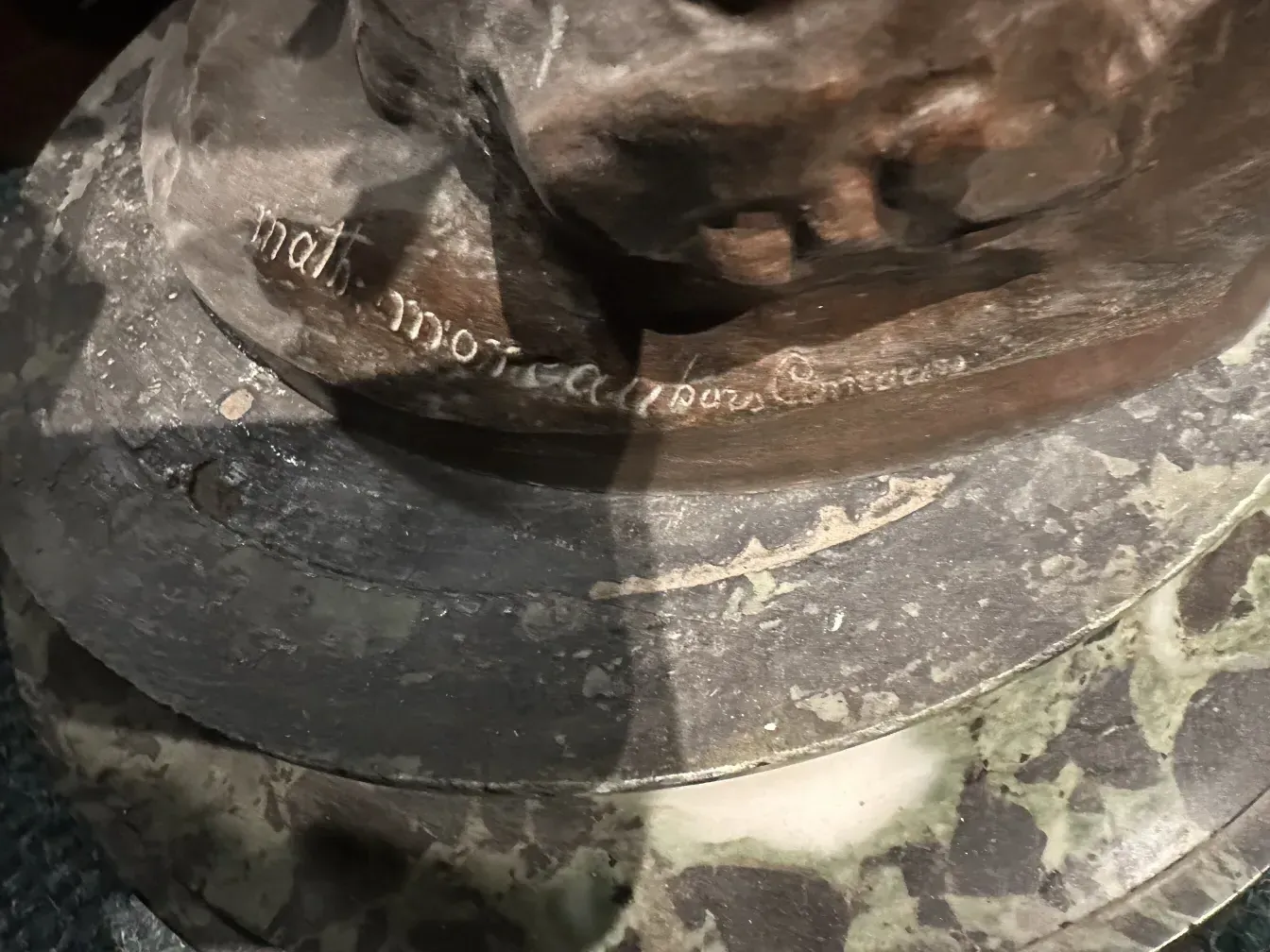 detail of an antique sculpture signed by Moreau Mathurin