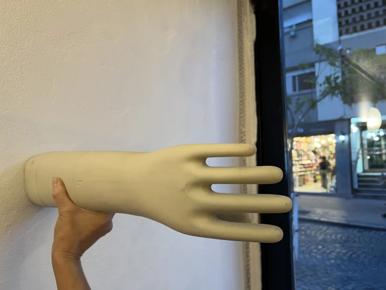 decorative ancient ceramic hand in a modern setting