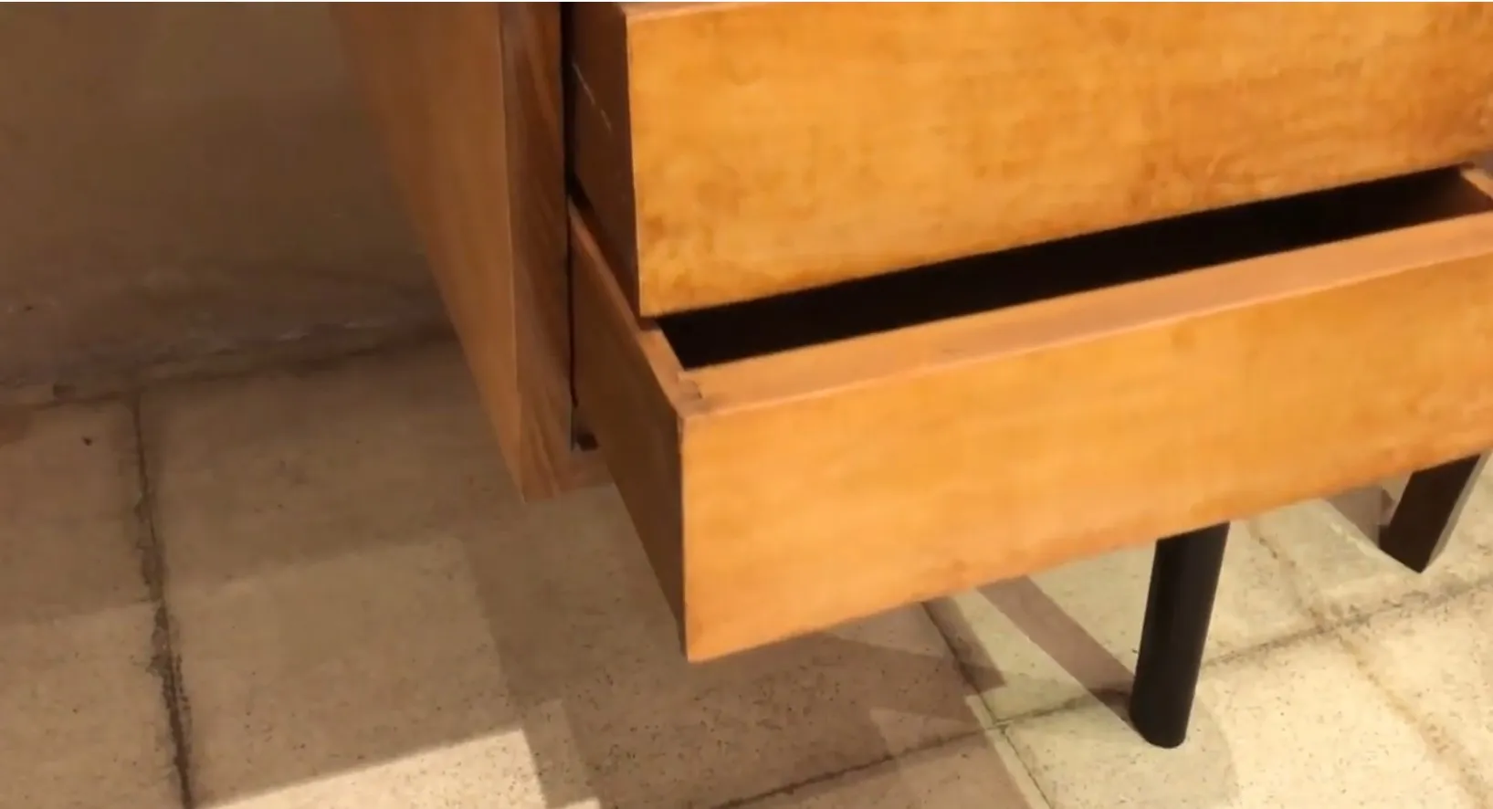 Wood antique desk with two visible drawers