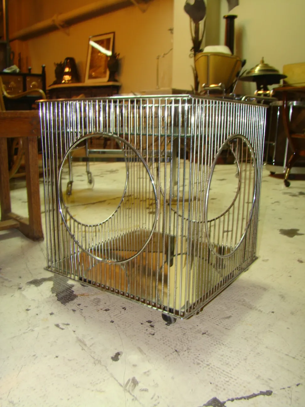 antique cocktail trolley featuring warren platner design in setting
