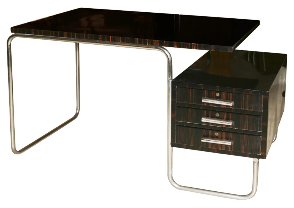 Antiker Schreibtisch von Marcel Breuer mit Metallfüßen und Schubladen
