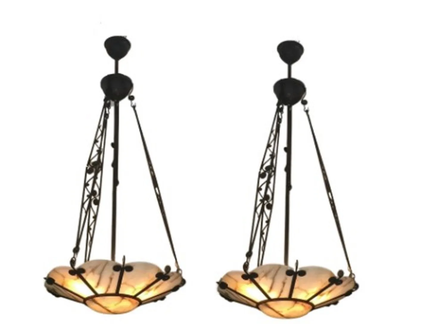 Antique hanging lamp with elegant design, illuminates the room.