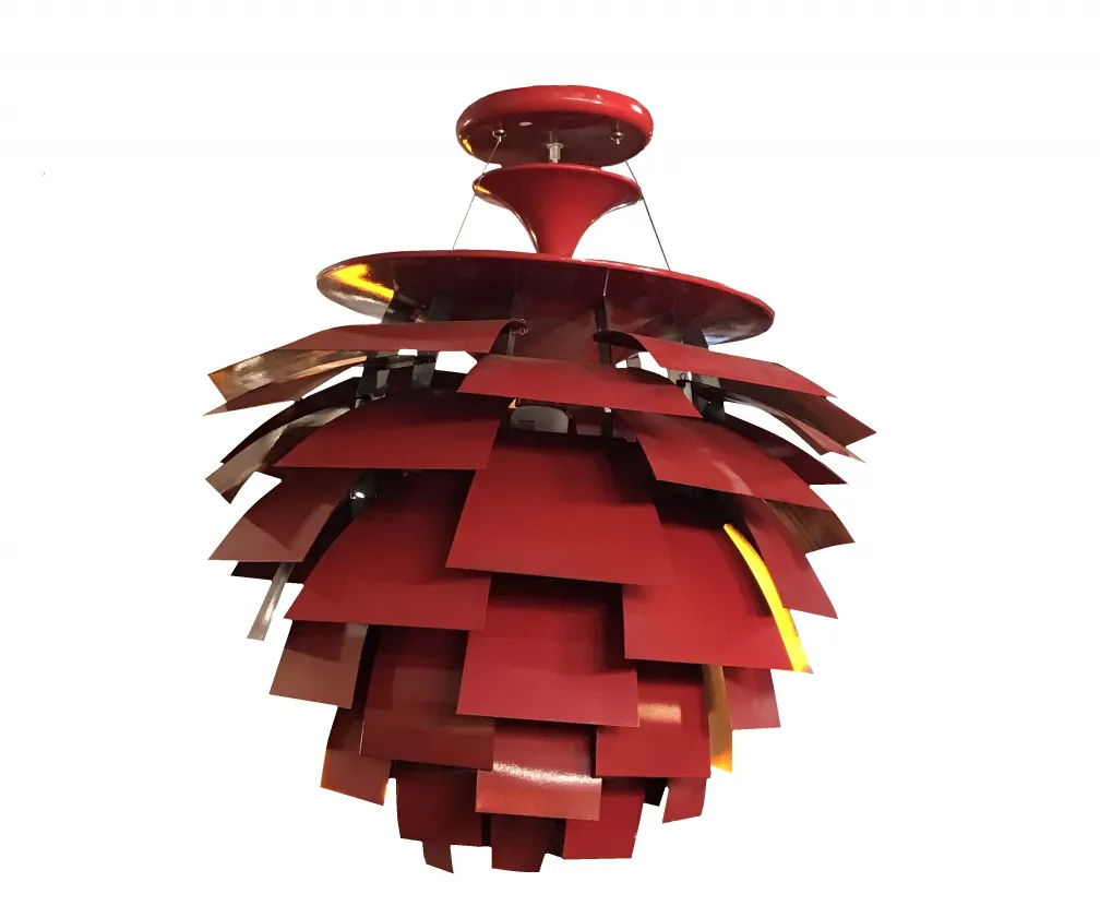 red hanging lamp with modern and antique design, cozy setting