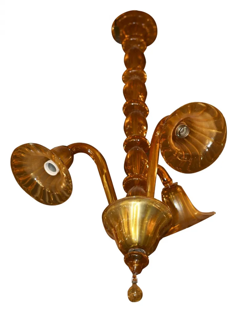 Lustre ancien avec finition en verre jaune