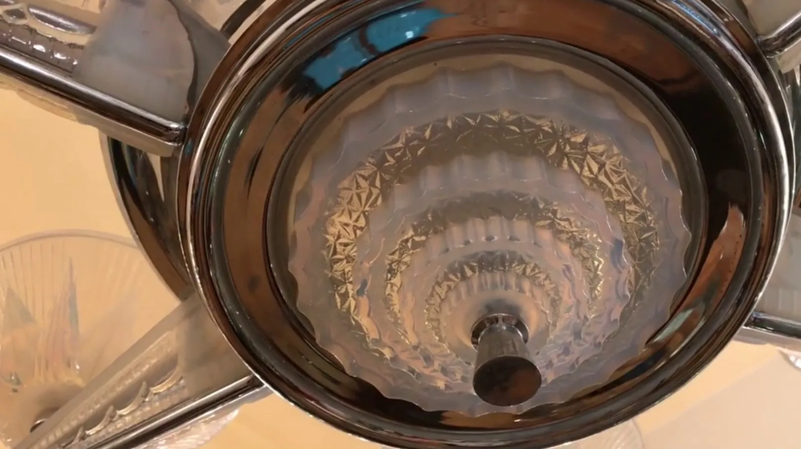 elegant antique hanging lamp by leleu with decorative details