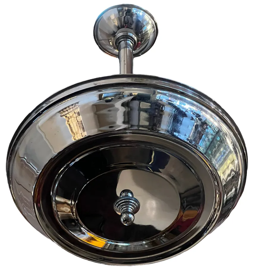 Antique hanging lamp with a shiny finish. Perfect for decor.