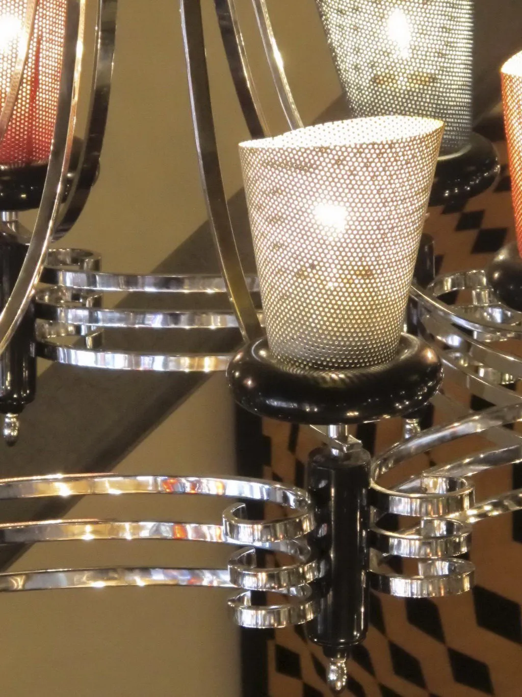 Antique hanging lamp with bright lights and attractive shape.