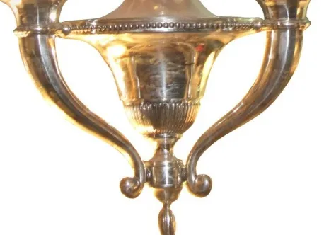 Antique hanging lamp with a shiny and elegant design.