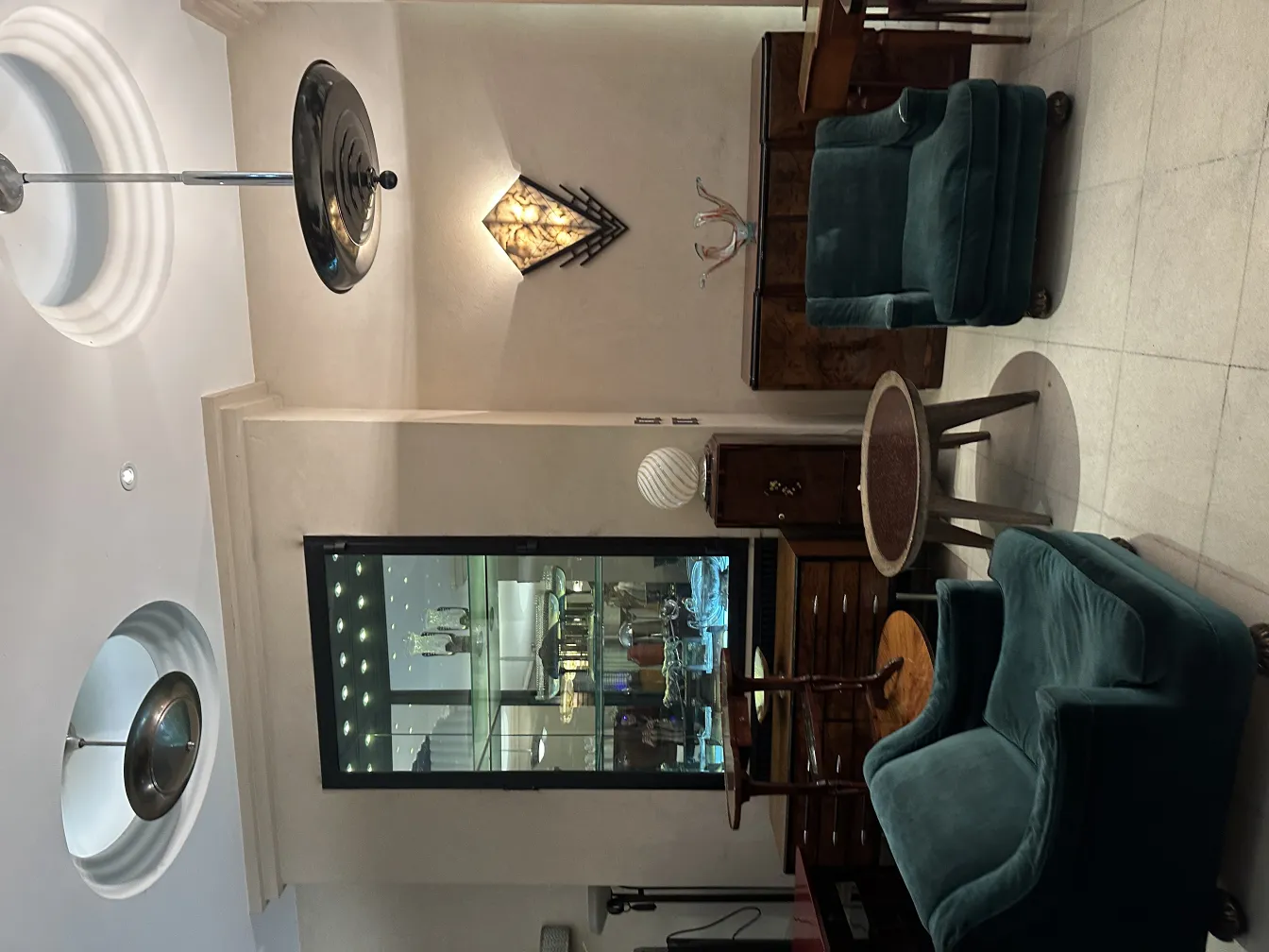 Antique hanging lamp with elegant design in room