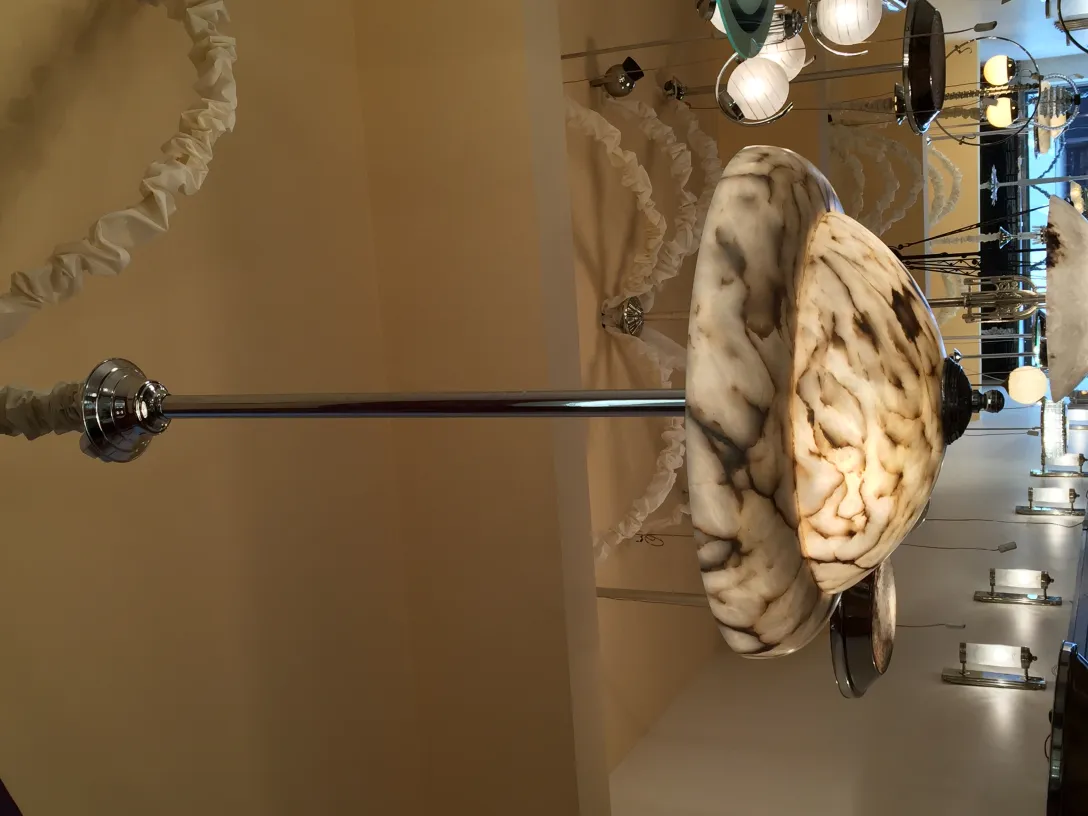 antique alabaster hanging lamp in an elegant setting