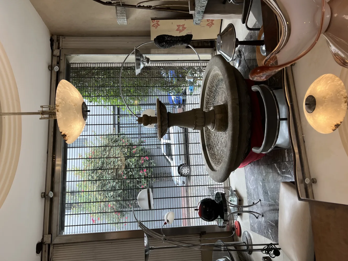 antique hanging lamp with decorative style and warm light