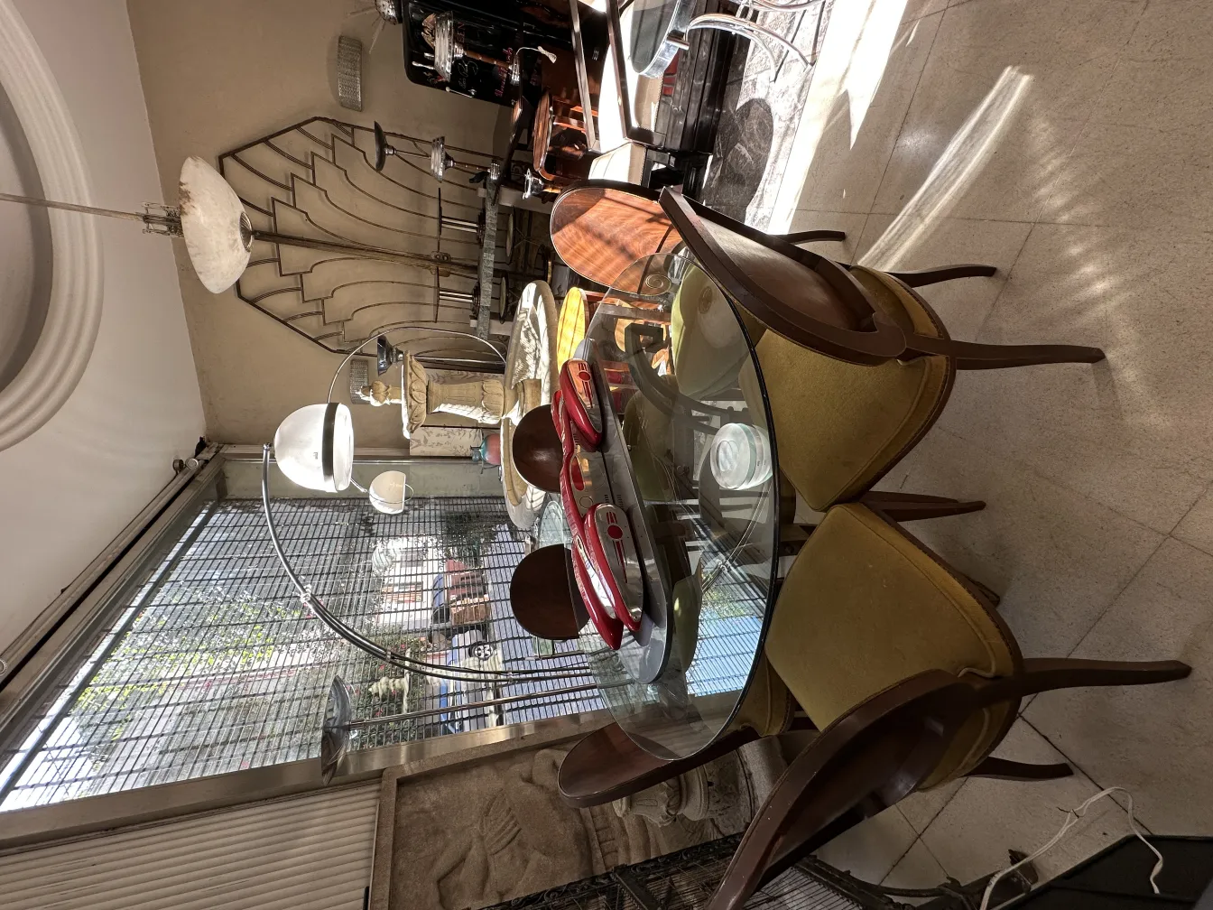 Antique hanging lamp with a unique elegant design.