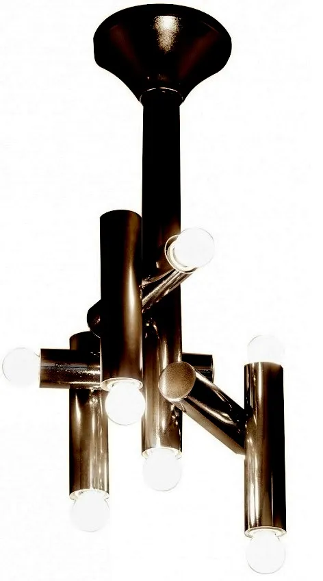 Lustre antique avec plusieurs bras et ampoules claires