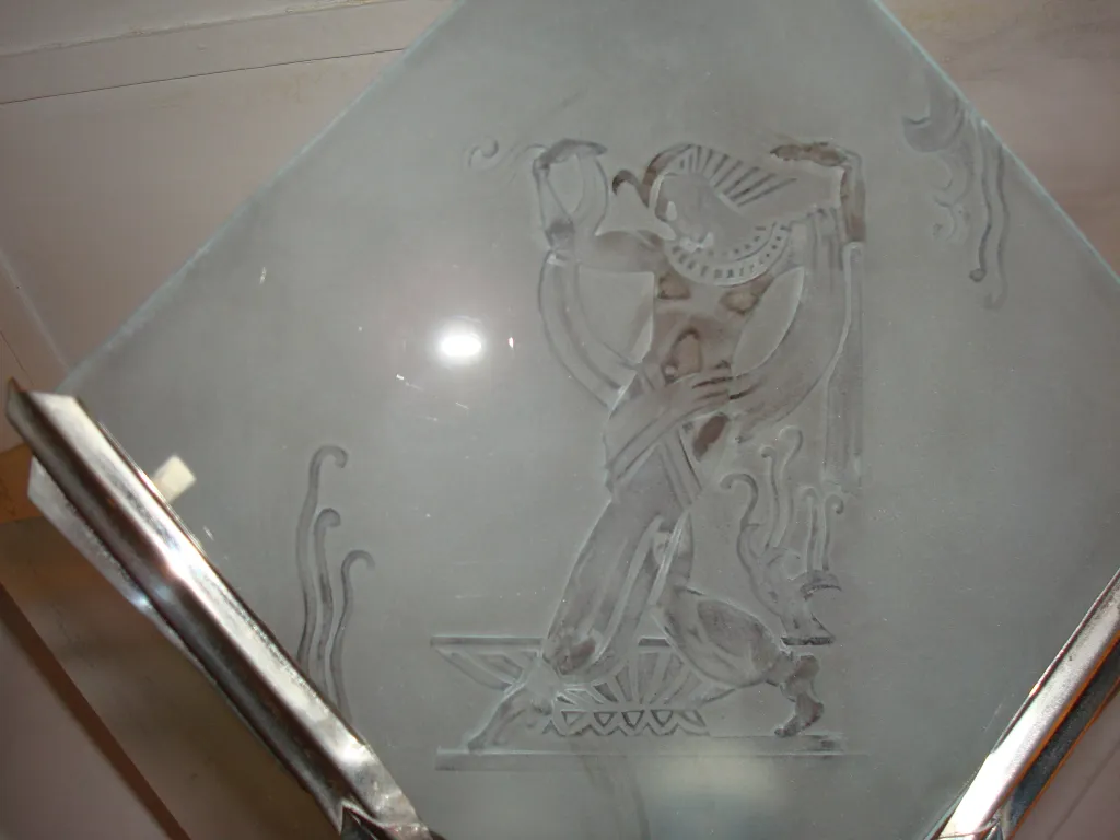 Antiquität Hängelampe mit künstlerischem Glasdesign