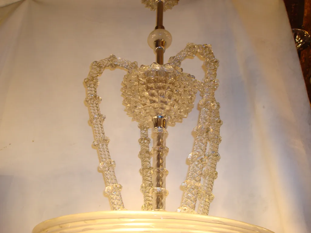 Lâmpada de teto antiga de Paolo Venini com design intricado, ideal para decoração clássica.