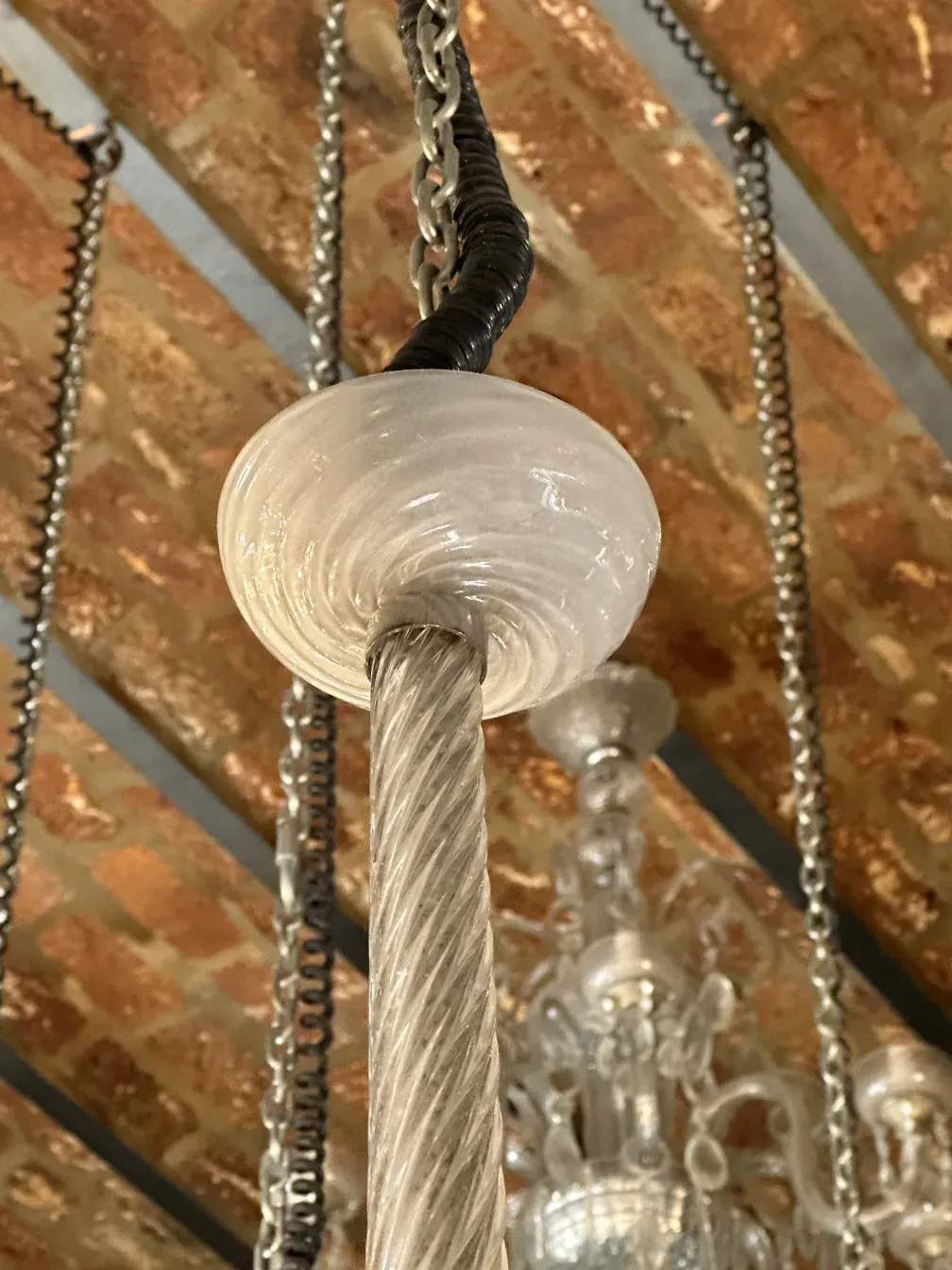 Antique hanging lamp with elegant glass details