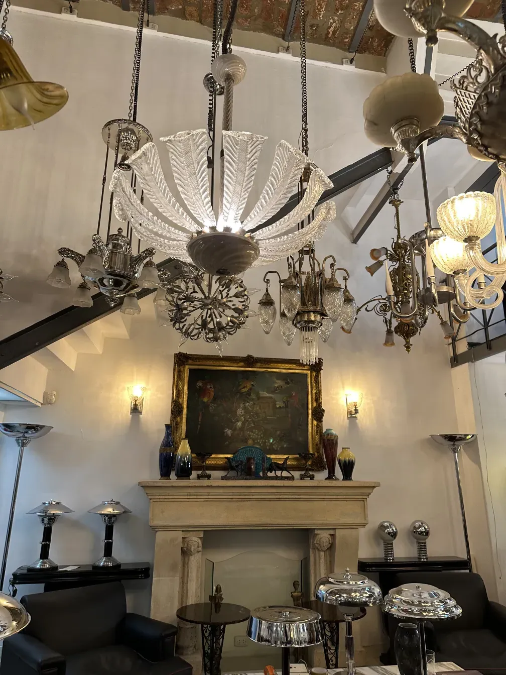 antique hanging lamp with elegant design and fine details, cozy atmosphere