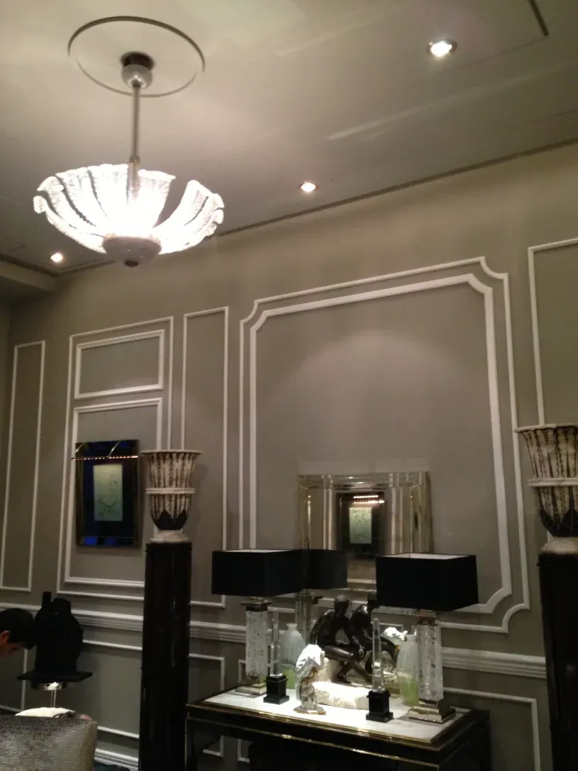 Antique hanging lamp by Paolo Venini in an elegant setting.