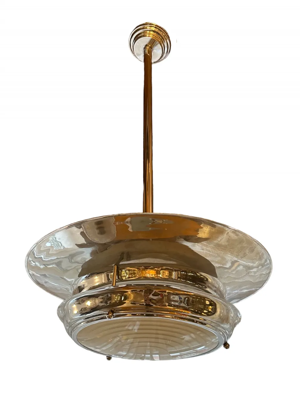 Shiny vintage hanging lamp, elegant style. Perfect for decorative settings. Cozy atmosphere.