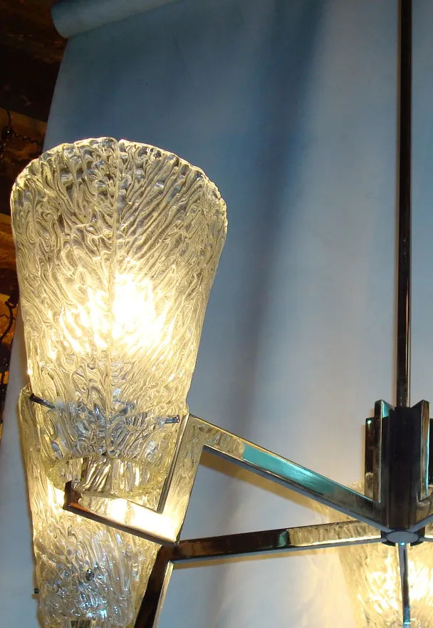 Lampada a sospensione antica in vetro con design artigianale