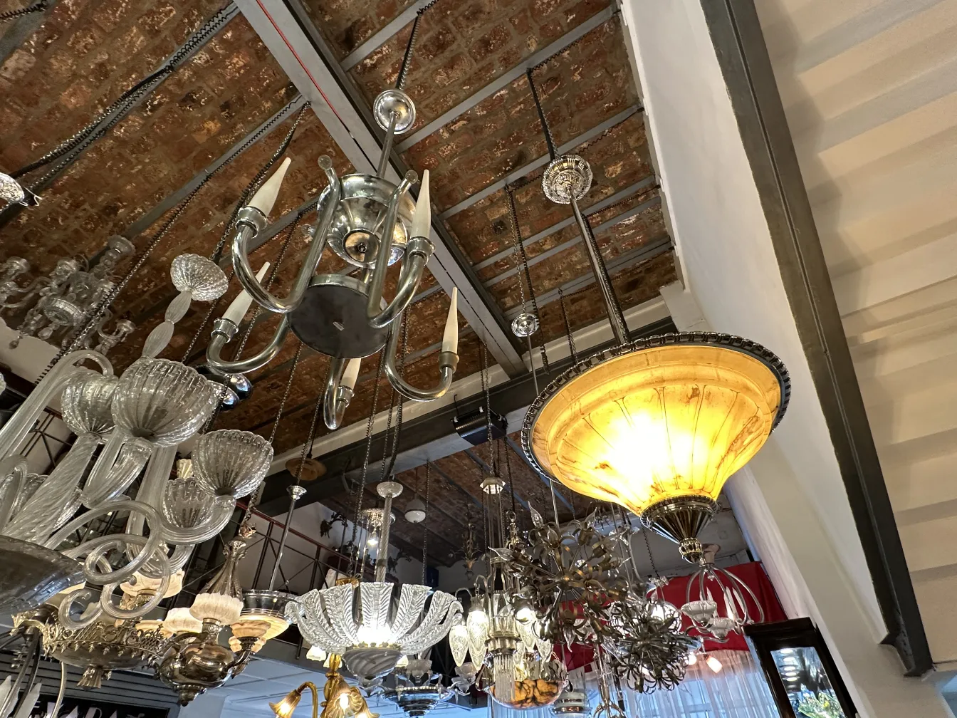 antique hanging lamp with warm light and elegant design