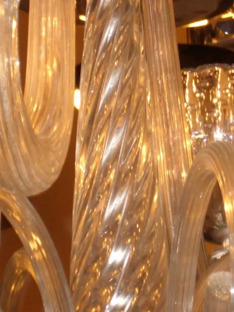 Lâmpada de teto antiga Barovier Toso com luzes quentes e detalhes elaborados