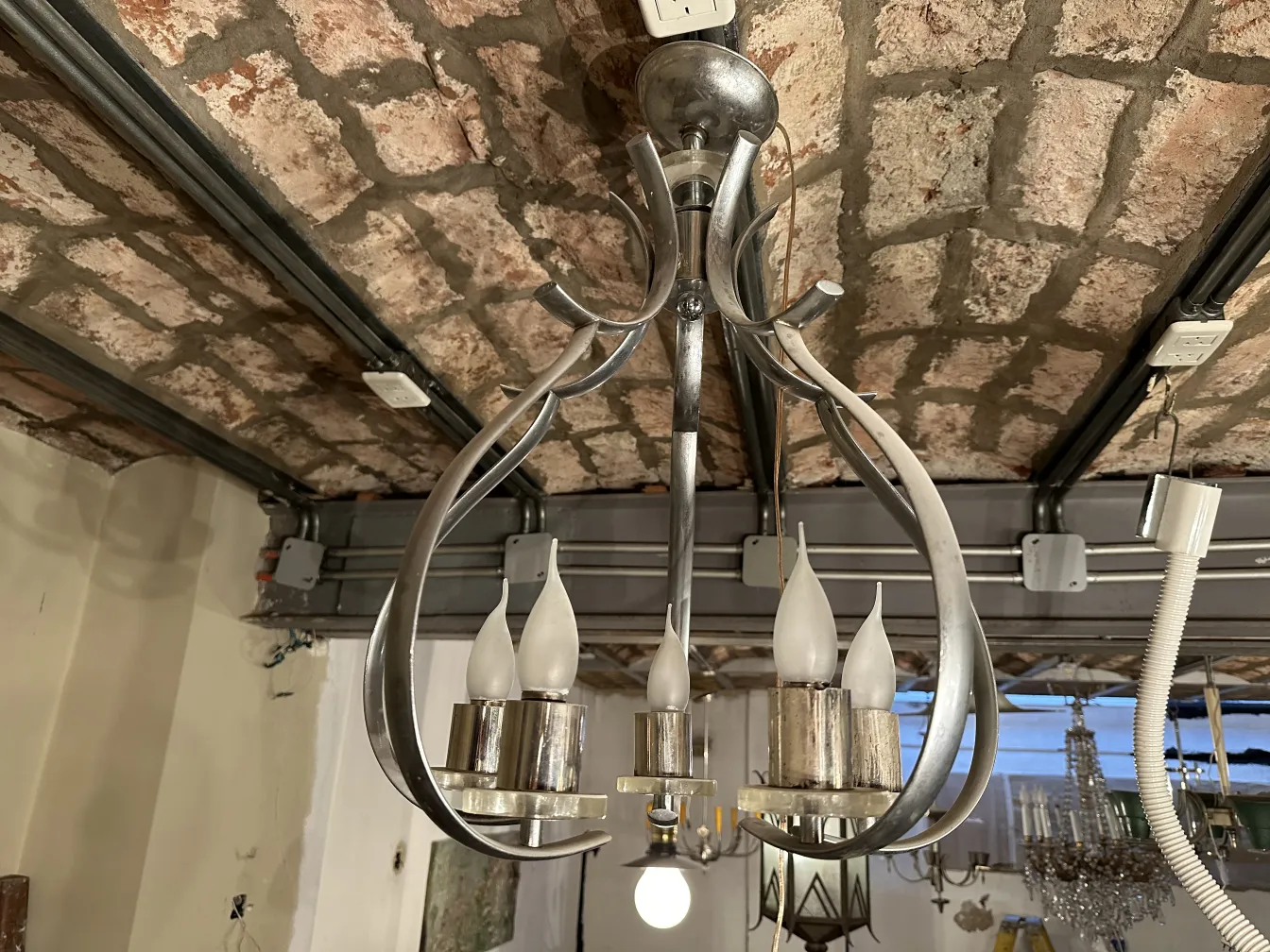 Antique hanging lamp with elegant design and white lights