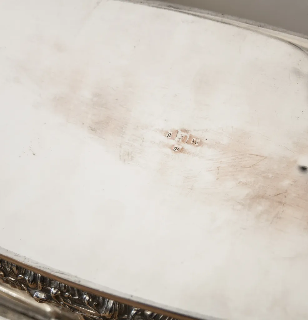 Antique silver box with intricate details