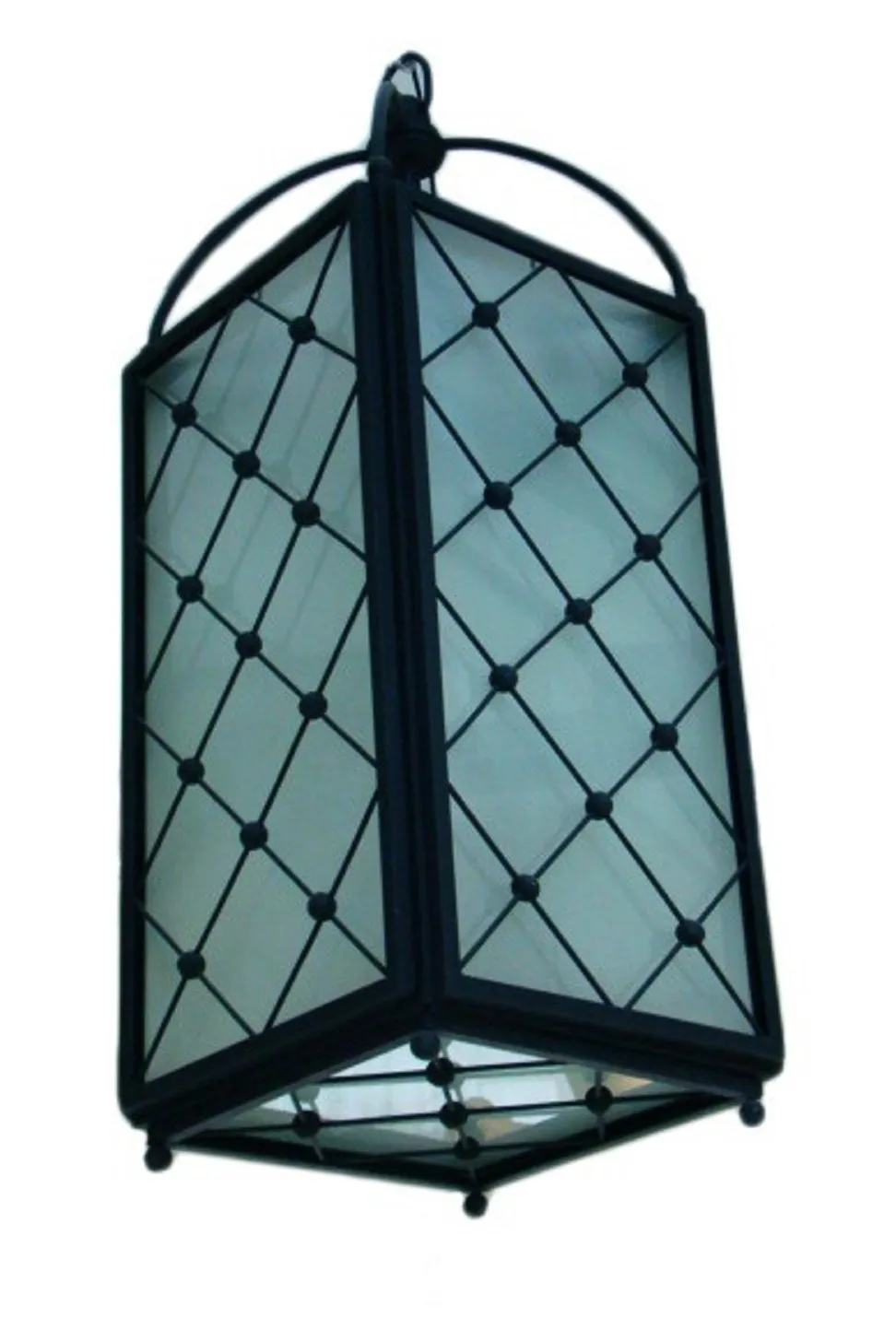 two antique classic style lanterns with lattice design