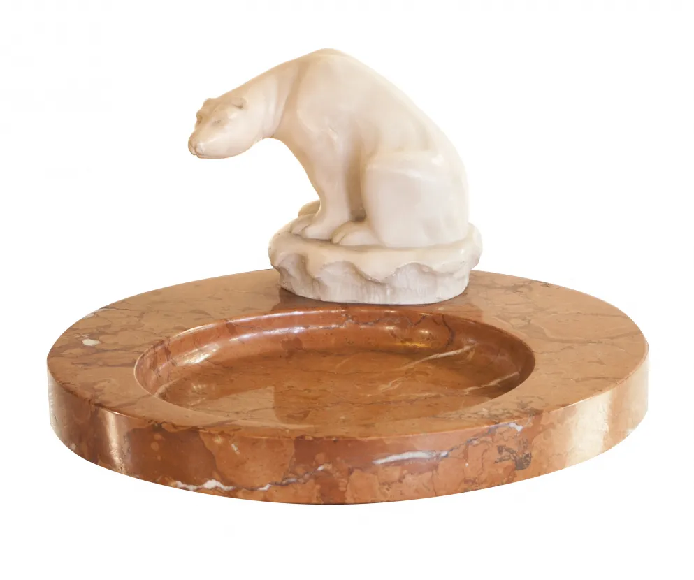 Posacenere in piedi con figura di orso, stile classico, decorazione sottile